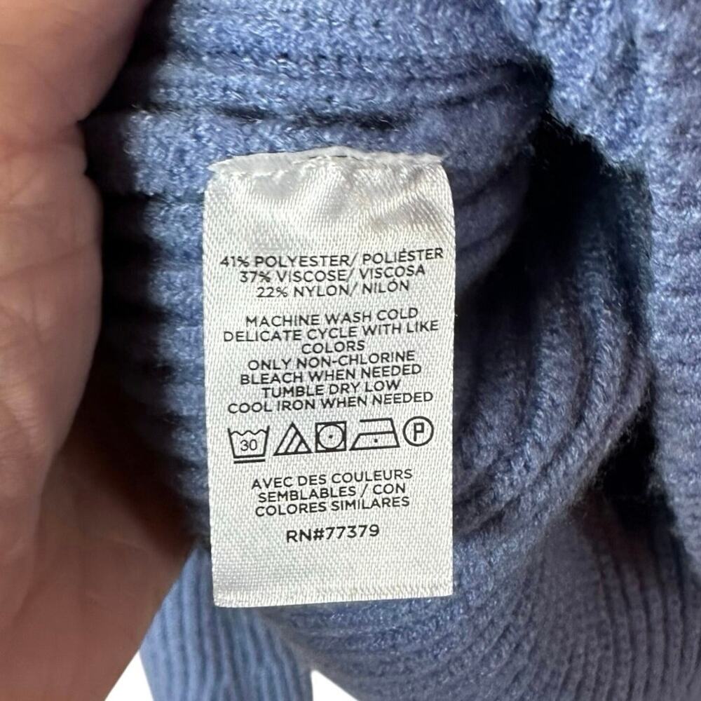 NWT Ann Taylor Ribbed Scoop Neck Sweater XL Blue Fitted Stretch Knit - Picture 7 of 8